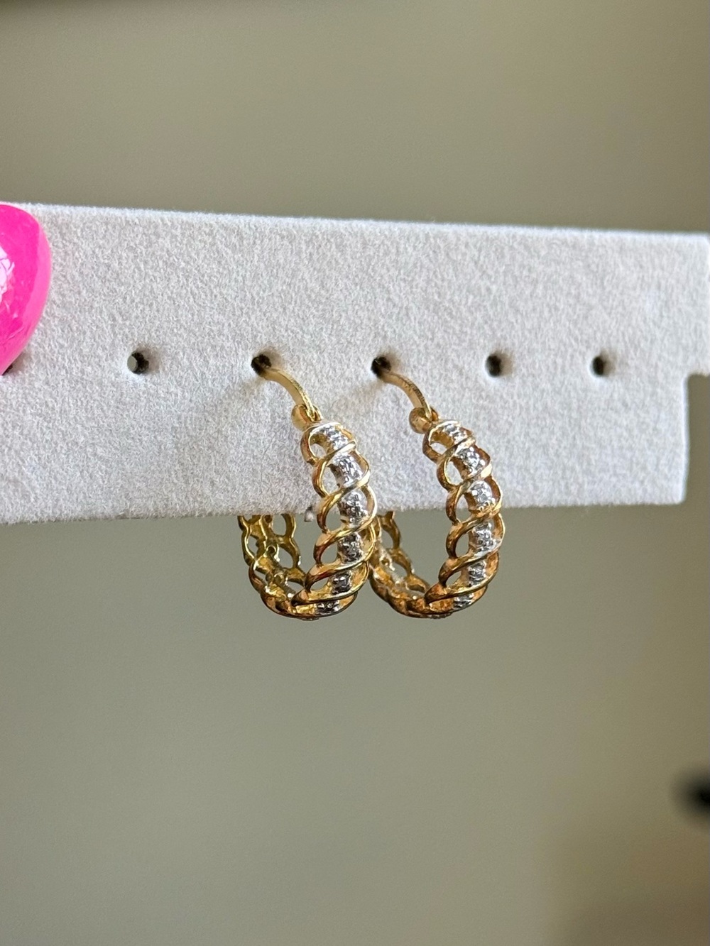 Gold Natural Diamond Hoop Earrings - Women Jewelry